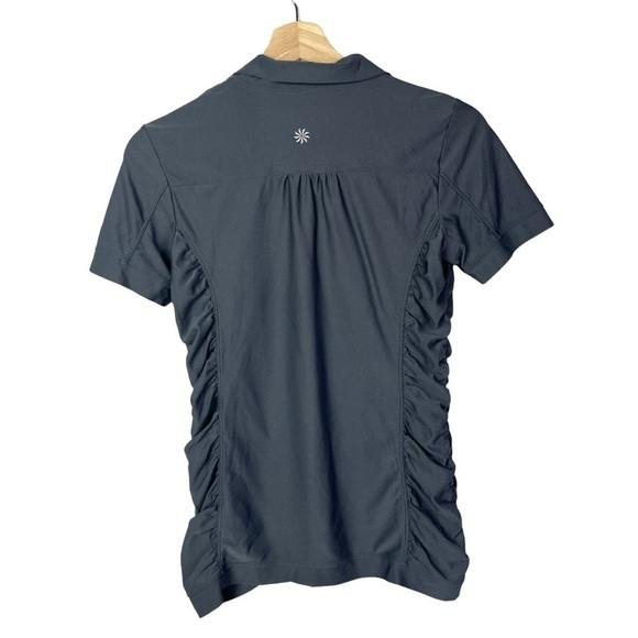 Athleta Gray Ruched Side Birdie Short Sleeve Golf Polo XS - Picture 2 of 4